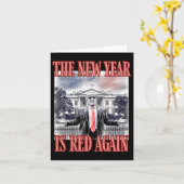 かわいいトランプ新年は再び赤いホワイトハウスO カード (黄色い花)