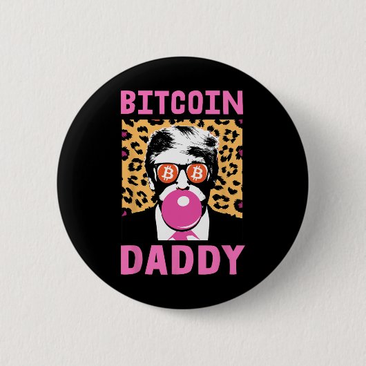 かわいいトランプBitcoin Daddy Crypto Finance Moneyクルー 缶バッジ (正面)