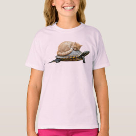 かわいいトラ柄のカメのキッズTシャツ Tシャツ