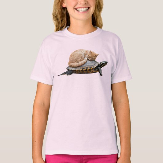 かわいいトラ柄のカメのキッズTシャツ Tシャツ (正面)