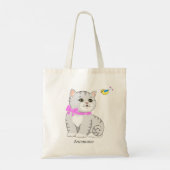 かわいいトラ柄の子猫と小鳥 トートバッグ (裏面)