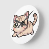 かわいいトラ柄の子猫のかわいいスタイル ラウンド壁時計 (傾斜)