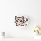 かわいいトラ柄の子猫のかわいいスタイル ラウンド壁時計 (ホーム)