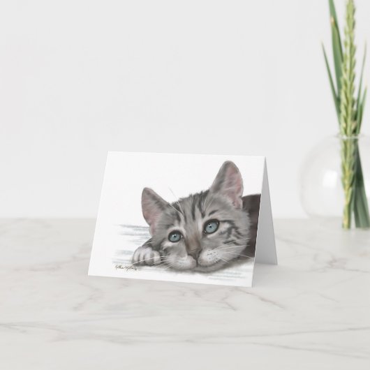 かわいいトラ柄の子猫のキャラクターイラスト サンキューカード (正面)