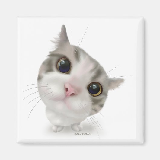 かわいいトラ猫のキャラクター マグネット (正面)