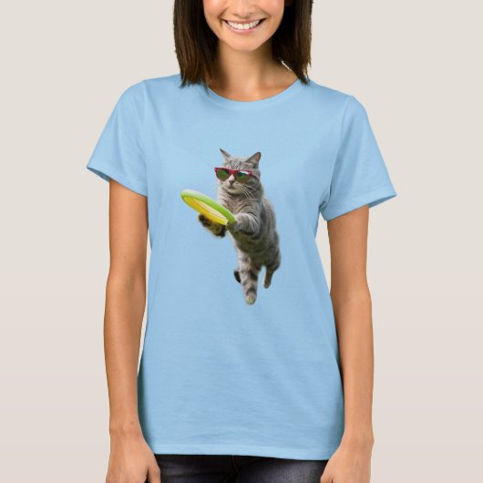 かわいいトラ猫ディスクゴルファー Tシャツ (正面)