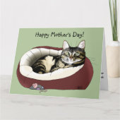かわいいトラ猫 グリーン母の日 カード (正面)