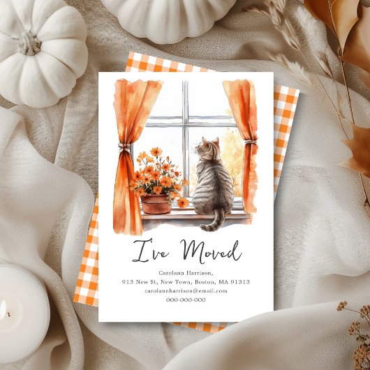 かわいいトラ猫 | 秋の新居のお知らせカード ノートカード