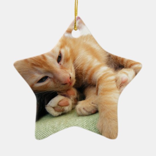 かわいいトラ縞子猫 セラミックオーナメント (正面)