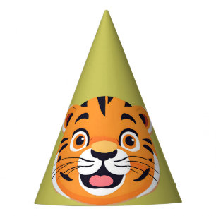 かわいいトラ顔サファリワイルドジャングルバースデーパーティー パーティーハット