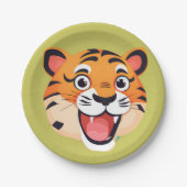 かわいいトラ顔サファリワイルドジャングルバースデーパーティー ペーパープレート (正面)