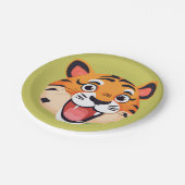 かわいいトラ顔サファリワイルドジャングルバースデーパーティー ペーパープレート (アングル)