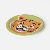 かわいいトラ顔サファリワイルドジャングルバースデーパーティー ペーパープレート (アングル)