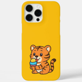 かわいいトラ食べガのアイスクリームの電話ケースすべてのデバイス iPhone 16 PRO MAXケース