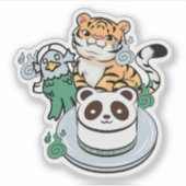 かわいいトラ、あまびえ妖怪、パンダケーキ シール (正面)