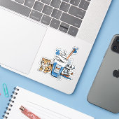 かわいいトラ、ブルーミルクシェイクと船の精霊 シール (ノートパソコンとiPhone)