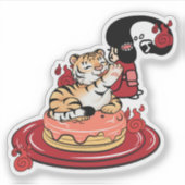 かわいいトラ、二口女とパンケーキ シール (正面)
