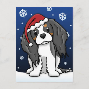 かわいいトリカバリエスパニエル犬クリスマスポストカード シーズンポストカード