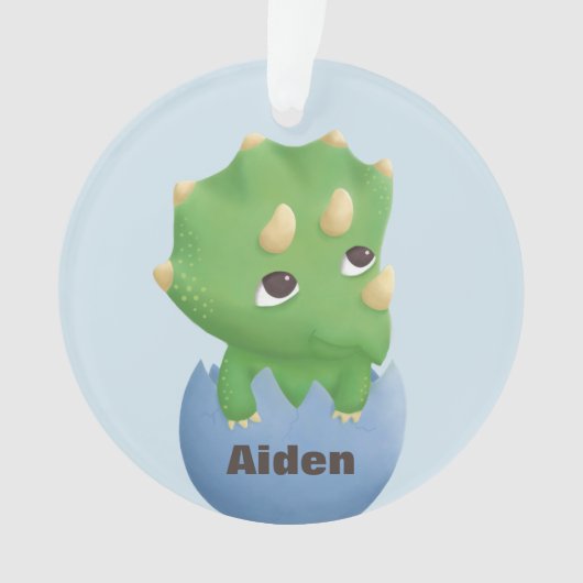 かわいいトリケラトプスのディーノの卵のベビーのオーナメント オーナメント (正面)