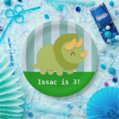 かわいいトリケラトプスの恐竜の誕生会 ペーパープレート (パーティー)