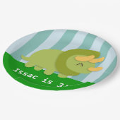 かわいいトリケラトプスの恐竜の誕生会 ペーパープレート (アングル)