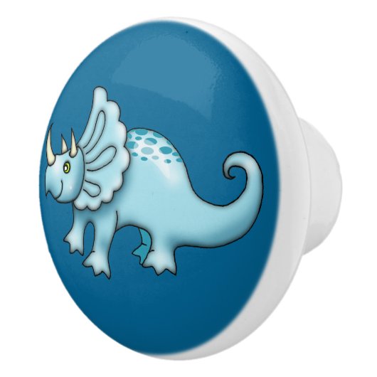 かわいいトリケラトプスの恐竜イラスト セラミックノブ (右)