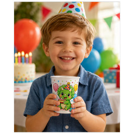 かわいいトリケラトプスの誕生日 紙コップ