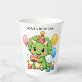 かわいいトリケラトプスの誕生日 紙コップ (正面)