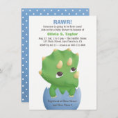 かわいいトリケラトプス恐竜のベビーシャワー招待状 招待状 (正面/裏面)