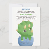 かわいいトリケラトプス恐竜のベビーシャワー招待状 招待状 (正面)