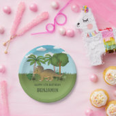 かわいいトリケラトプス恐竜トロピカル子供の誕生日 ペーパープレート (パーティー)