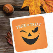 かわいいトリックまたはトリートハッピーハローウィンシール スクエアシール