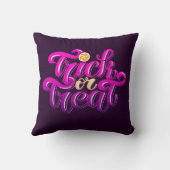 かわいいトリックまたはトリートハロウィーンタイポグラフィ クッション (裏面)
