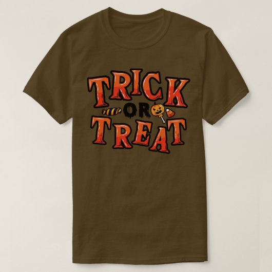 かわいいトリックまたはハロウィンキャンディースイーツの衣装 Tシャツ (デザイン正面)