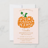 かわいいトリックまたはハロウィーンカボチャを治療 出欠カード (正面)