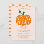 かわいいトリックまたはハロウィーンカボチャを治療 出欠カード (正面/裏面)