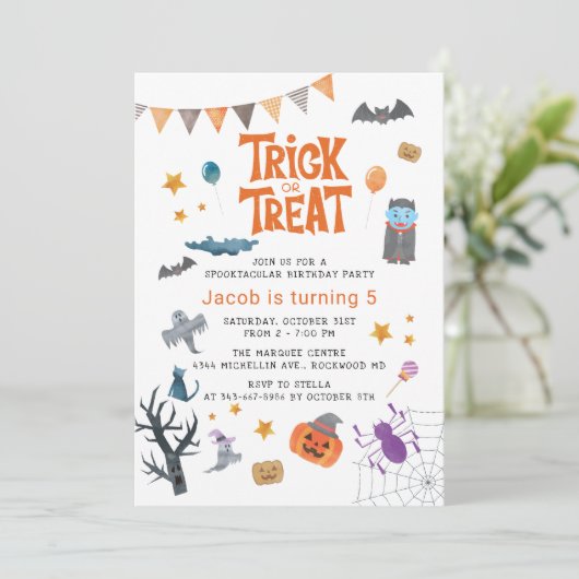 かわいいトリックやハロウィーン5th誕生日パーティー 招待状 (スタンド正面)