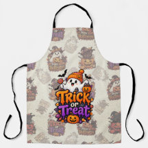 かわいいトリックオアトリートの幽霊のハロウィンエプロン