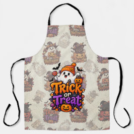 かわいいトリックオアトリートの幽霊のハロウィンエプロン エプロン