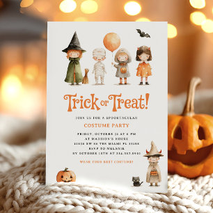 かわいいトリックトリックハロウィーンキッズパーティー 招待状