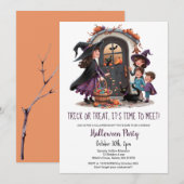 かわいいトリックトリートキッズスイーツハローウィンパーティ 招待状 (正面/裏面)