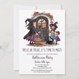 かわいいトリックトリートキッズスイーツハローウィンパーティ 招待状