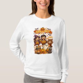 かわいいトリック・オア・トリートのハロウィン長袖シャツ Tシャツ