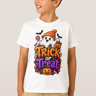 かわいいトリック・オア・トリートの幽霊の子供Tシャツ Tシャツ