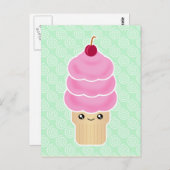 かわいいトリプルスコップのアイスクリーム ポストカード (正面/裏面)