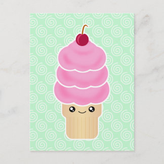 かわいいトリプルスコップのアイスクリーム ポストカード