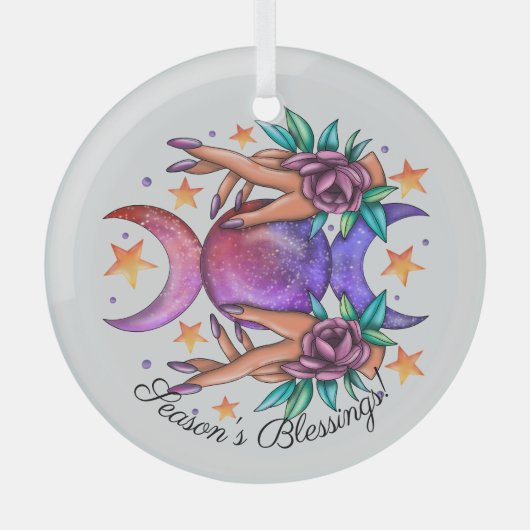 かわいいトリプルムーンの女神を作成&バラ ガラスオーナメント (正面)