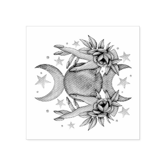 かわいいトリプルムーンの女神を作成&バラ ラバースタンプ (インプリント)