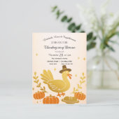 かわいいトルコおもしろい家族の感謝祭 ポストカード (スタンド正面)