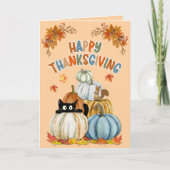 かわいいトルコとレトロカボチャ幸せな感謝祭 カード (正面)